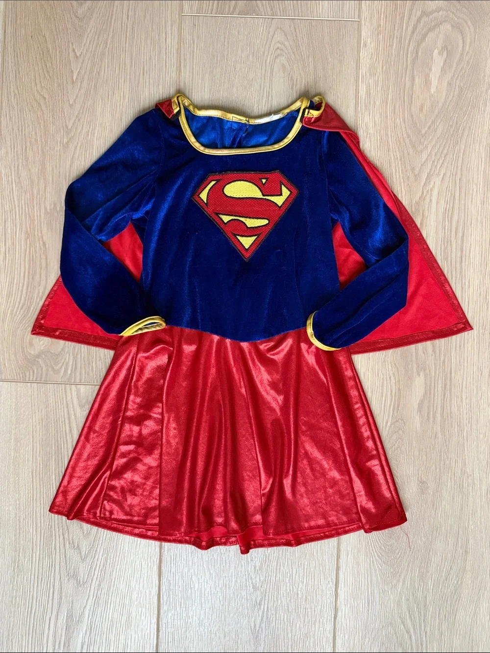 Toddler Supergirl Costume Dress Cape Rubie’s DC Superman Halloween S Fits 2T-4T
